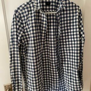 J. Crew Navy and White Gingham Shirt